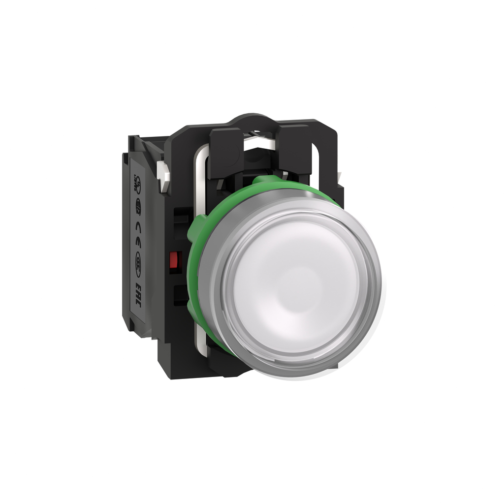 XB5AW31B5 – Illuminated push button, Harmony XB5, plastic, white flush, 22mm, universal LED, plain lens, 1NO   1NC, 24V AC DC