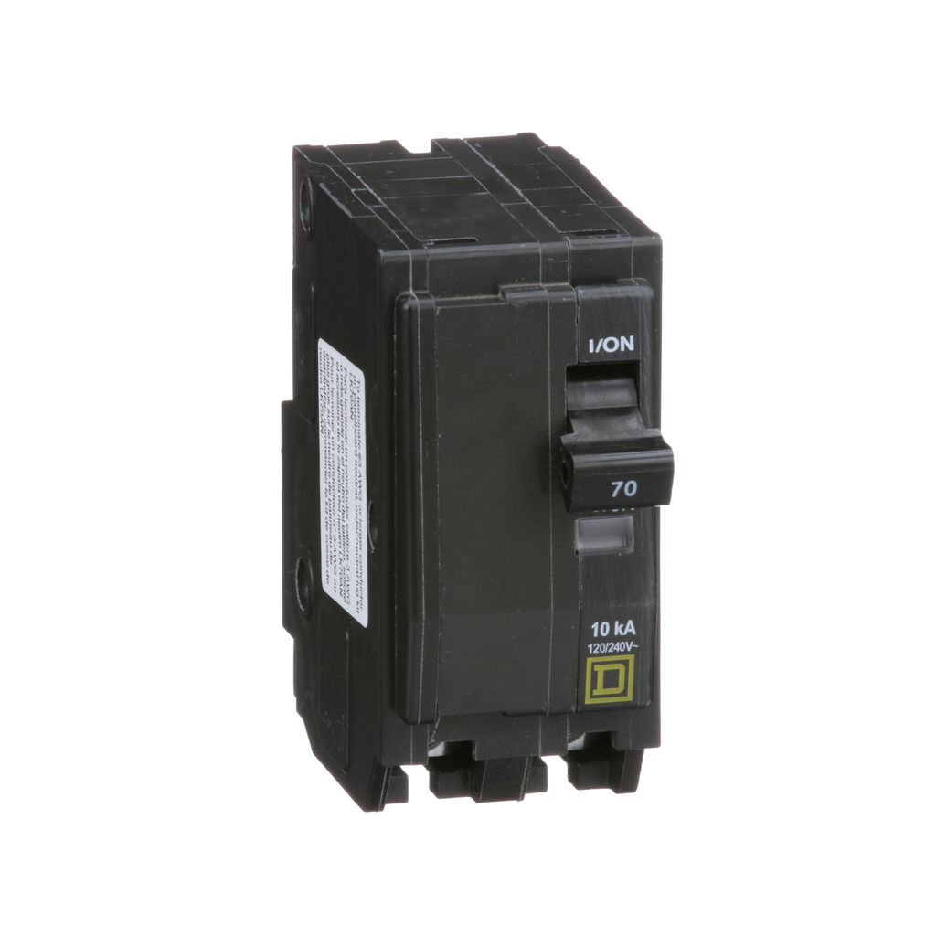 QO270CP – Mini circuit breaker, QO, 70A, 2 pole, 120/240VAC, 10kA, plug in, consumer pack