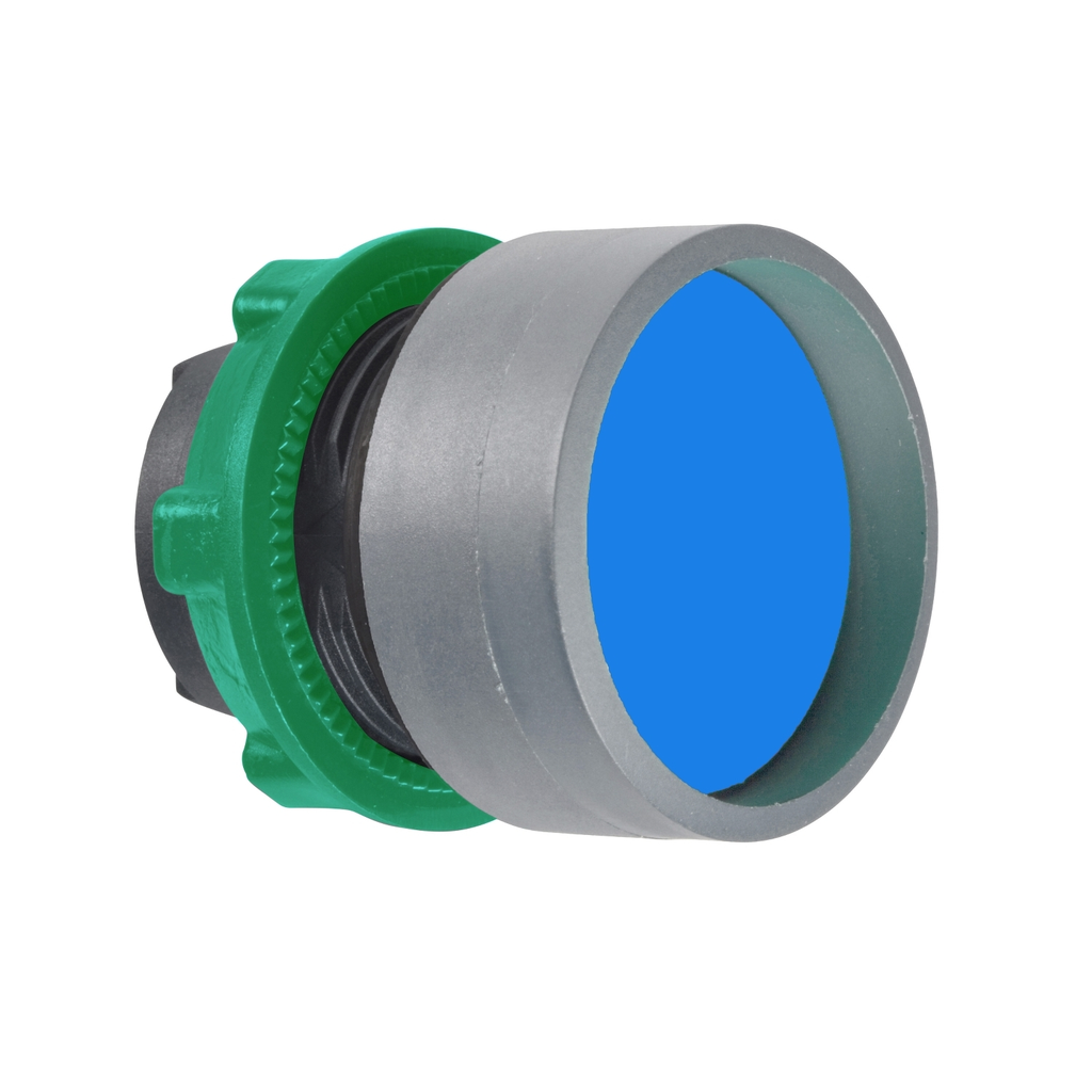 Mayer-DDS-Harmony XB5, Push button head, plastic, recessed, blue, 22mm, spring return, unmarked, grey bezel-1