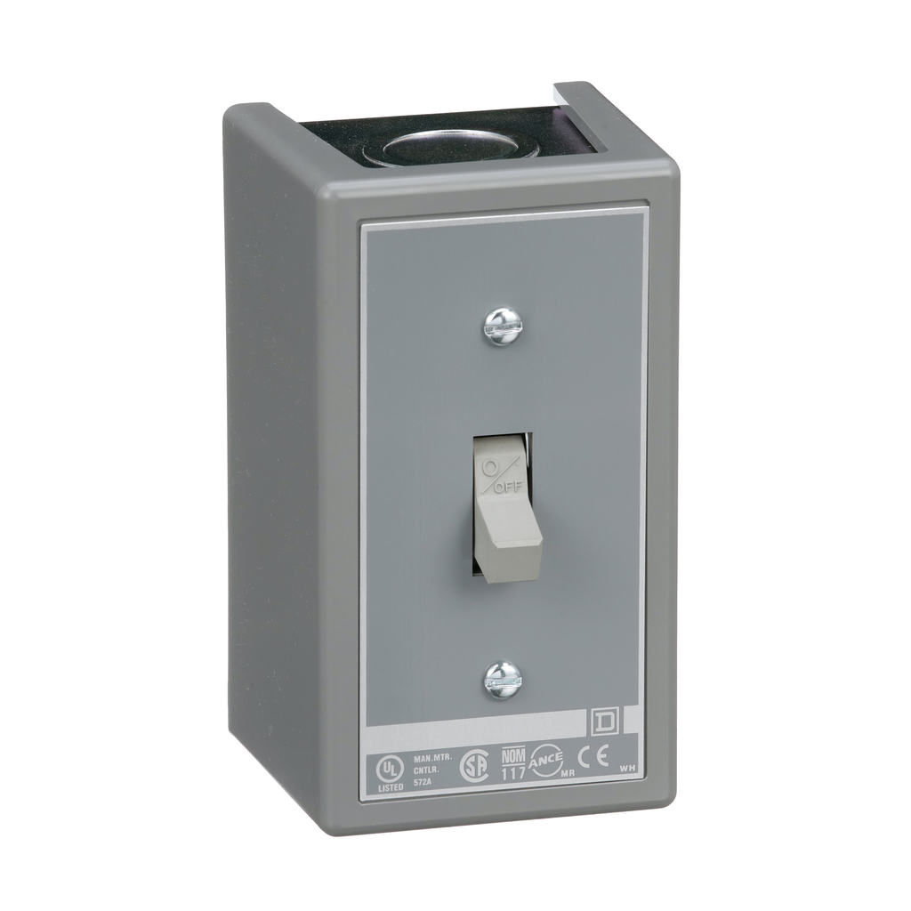 2510KG6 – Switch, manual, 30A, 3 pole, 20 HP at 575 VAC, three phase, toggle operated, no indicator, NEMA 1 enclosure