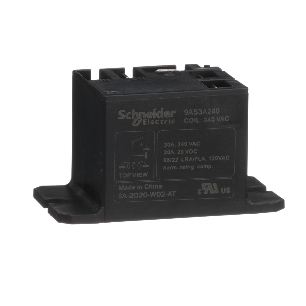 9AS3A240 – Electromechnical Power Relays, Harmony 9A, 30A, 240 VAC SPST-NO, flanged panel mount, sealed cover