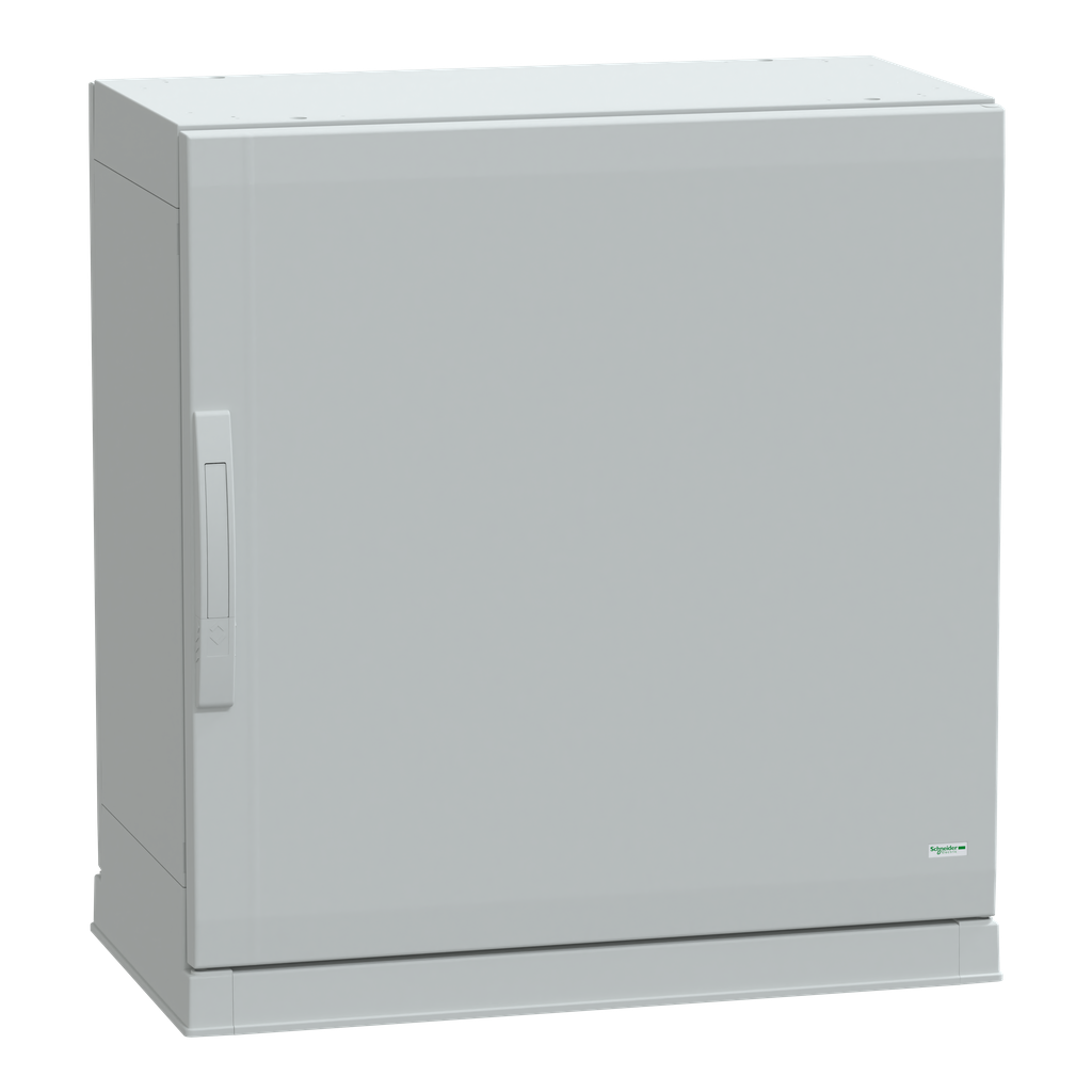 NSYPLAZ774G – Floor standing polyester enclosure, Thalassa PLA, plain door, open bottom, 750x750x420mm, IP54, IK10