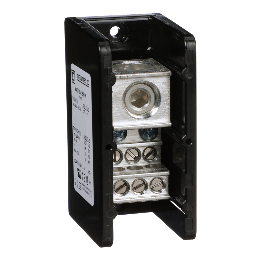 9080LBA163106 – Power distribution block, Linergy, 1 pole, 1 line, 6 load, 335A Cu, 270A Al, 600V