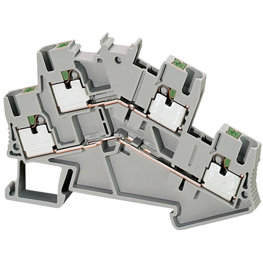 NSYTRP24D – Terminal block, Linergy TR, push-in type, feed through, 2 level, 4 points, 2.5mm², grey, set of 50