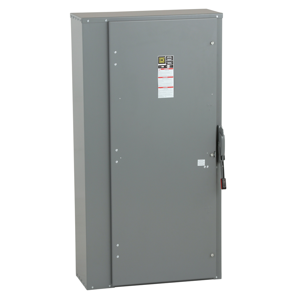 H228N – Safety switch, heavy duty, fusible, 1200A, 2 pole, 50hp, 240VAC/250VDC, neutral factory installed, NEMA1