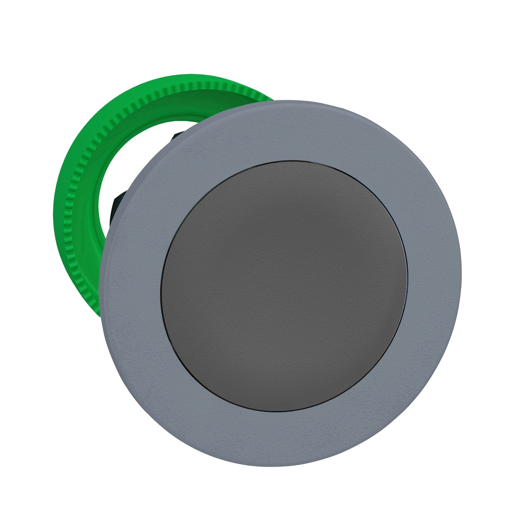 Mayer-DDS-Harmony XB5, Flush mounted push button head, plastic, grey, 30mm, spring return, unmarked, grey bezel-1
