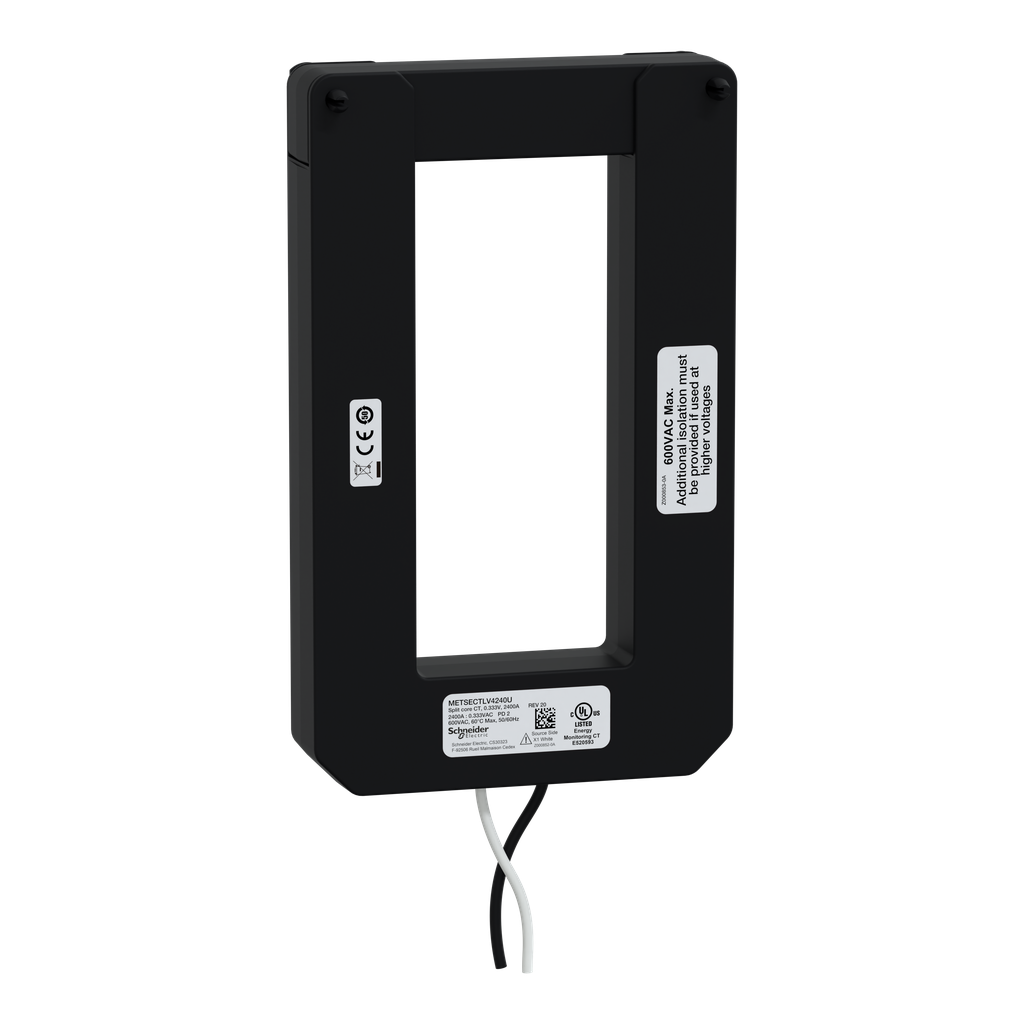 METSECTLV4240U – split core current transformer, PowerLogic UL2808 CT, 2400A, 0.333V output, 8ft lead