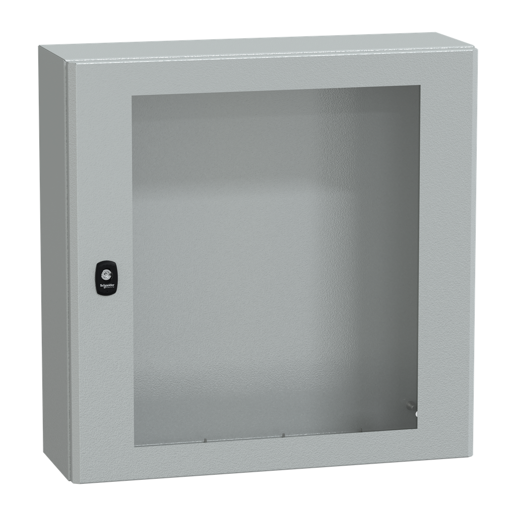 NSYS3D6620T – Wall mounted steel enclosure, PanelSeT S3D, transparent door, without mounting plate, 600x600x200mm, IP66, IK08