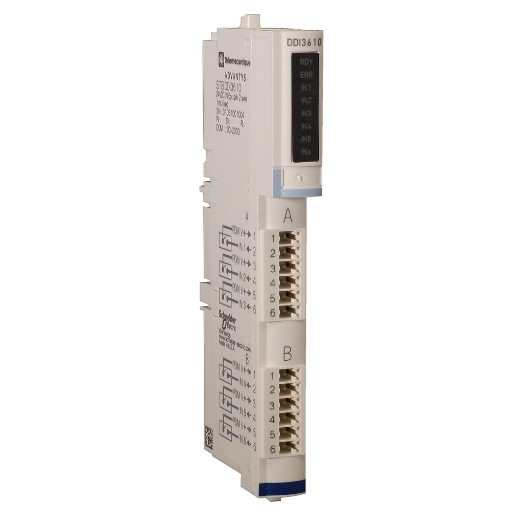 STBDDI3610K – standard digital input kit, Modicon STB, 24V DC, 6I