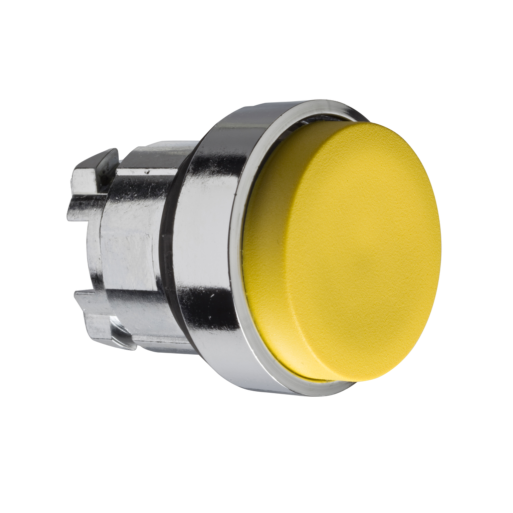 ZB4BL5 – Head for illuminated push button, Harmony XB4, metal, yellow projecting, 22mm, spring return, unmarked