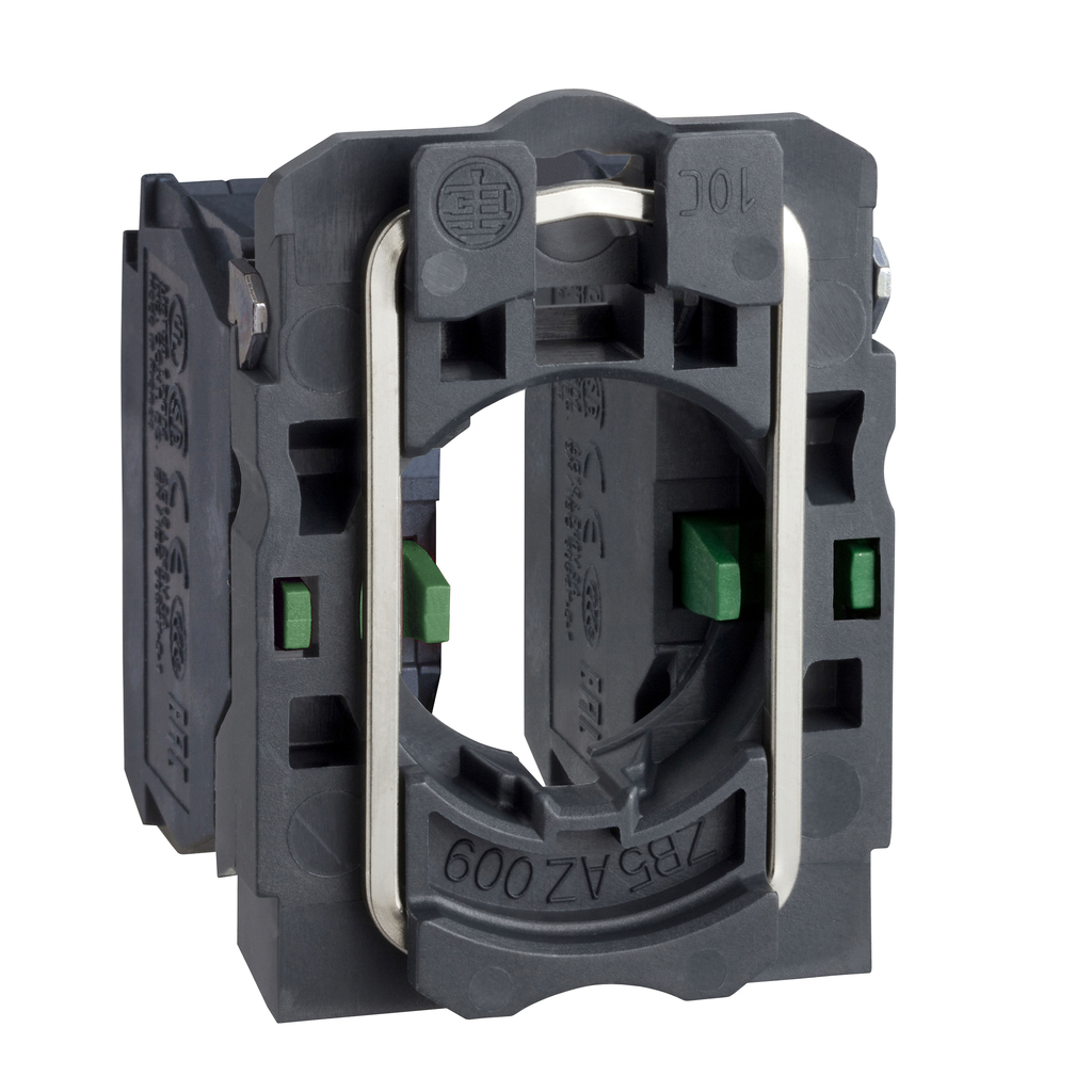 ZB5AZ103 – Single contact block with body fixing collar, Harmony XB5, plastic, screw clamp terminal, 2NO