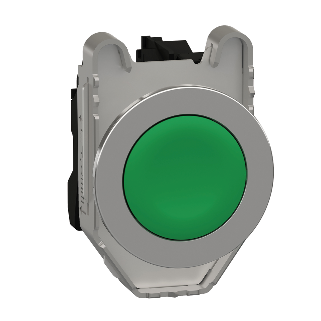 XB4FA31 – Push button flush mounted, Harmony XB4, metal, green, 30mm, spring return, unmarked, 1NO