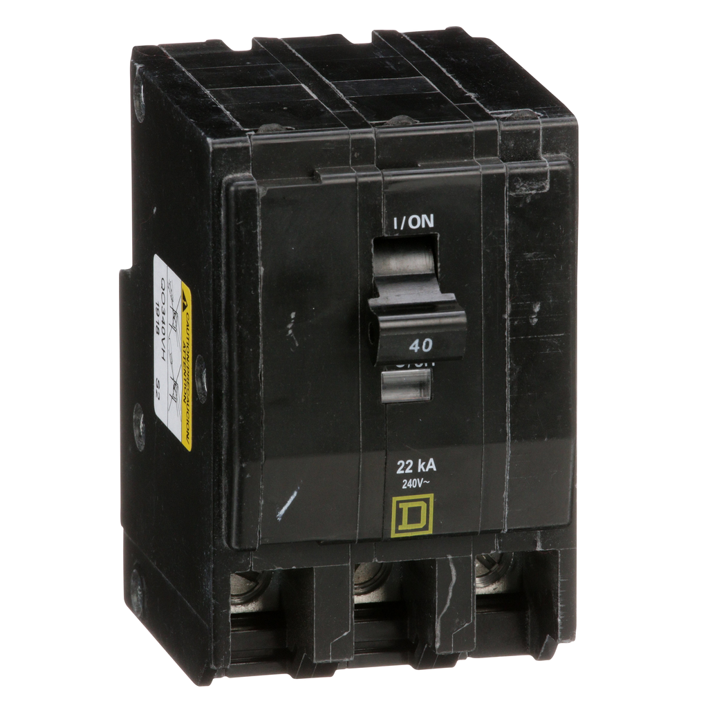 QO340VH – Mini circuit breaker, QO, 40A, 3 pole, 120/240VAC, 22kA, plug in