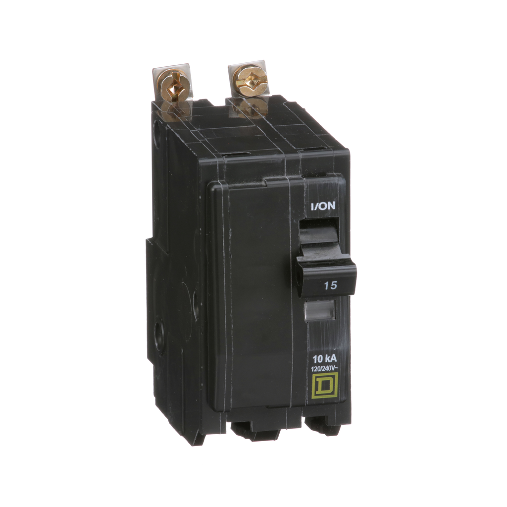 QOB215 – Mini circuit breaker, QO, 15A, 2 pole, 120/240VAC, 10kA, bolt on