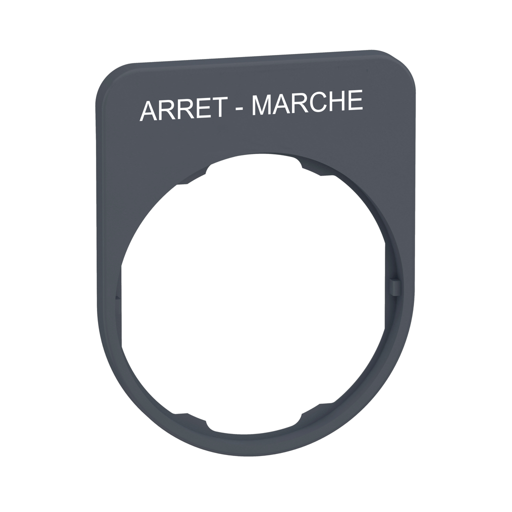 ZBYFP2166C0 – legend plate with arret-marche marking for flush color plated grey