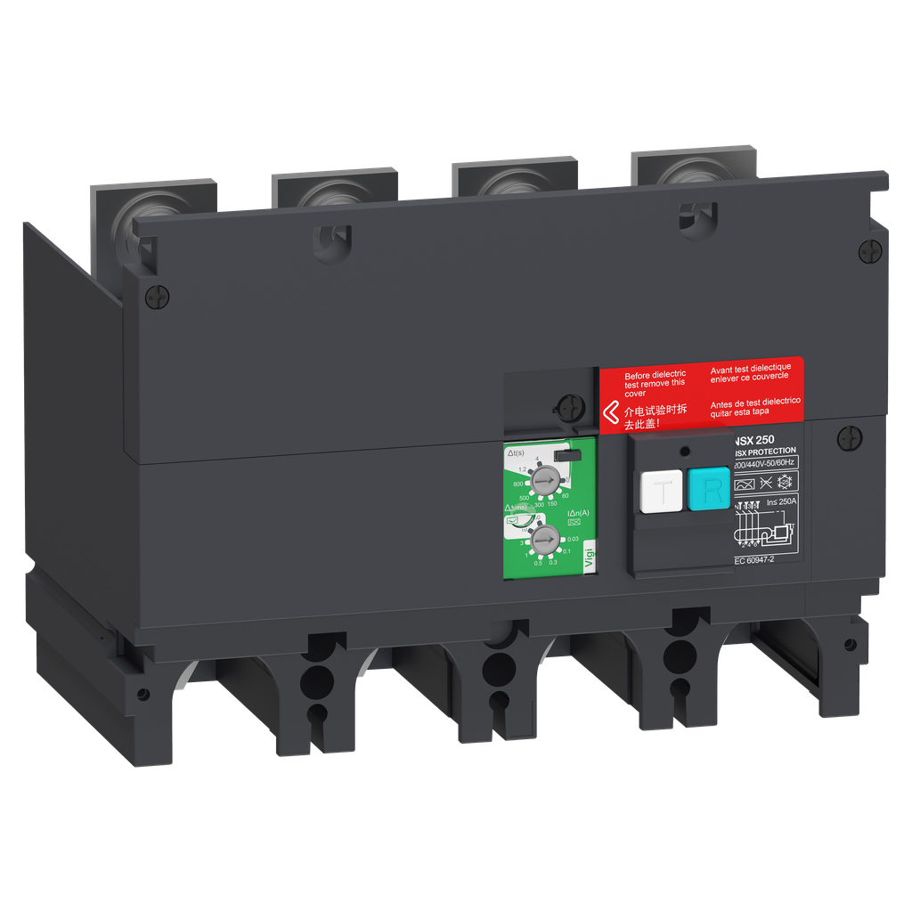 LV429493 – Earth-leakage add-on protection module VigiPacT, ComPacT NSX 250, 200VAC to 440VAC, 30mA to 30A, 4 poles