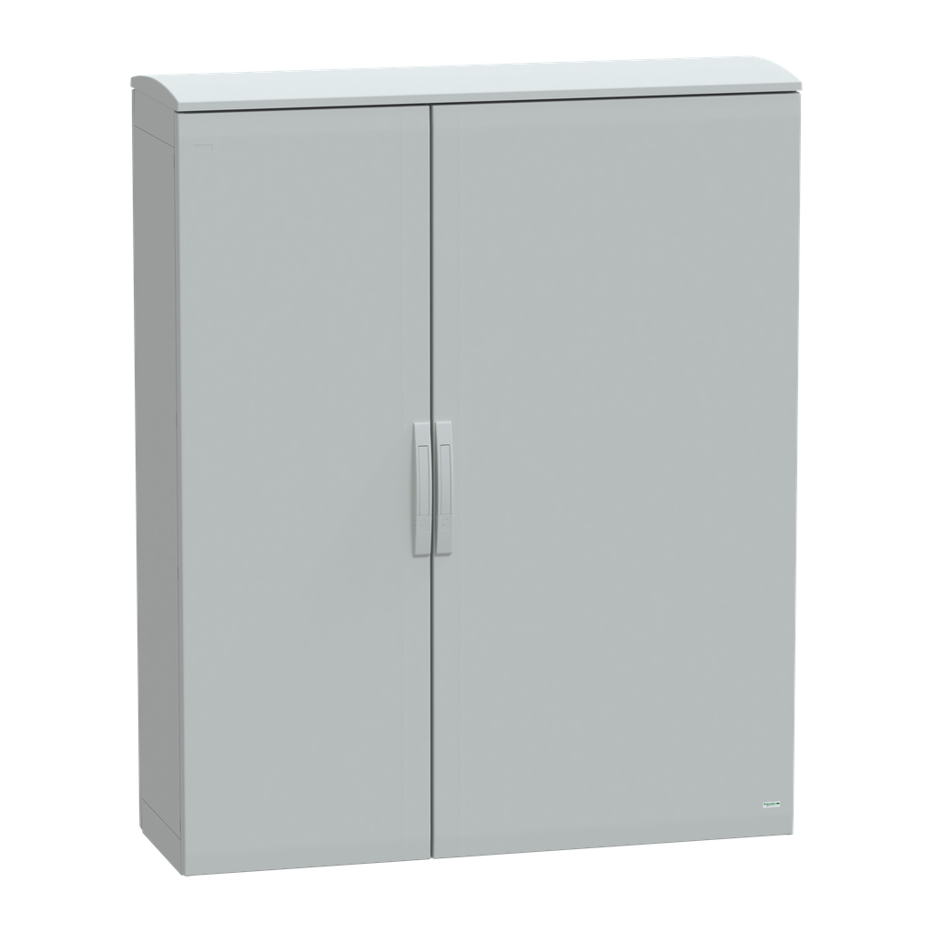 NSYPLAT15124G – Floor standing polyester enclosure, Thalassa PLA, plain door, ventilated canopy, 1500x1250x420mm, IP44, IK10