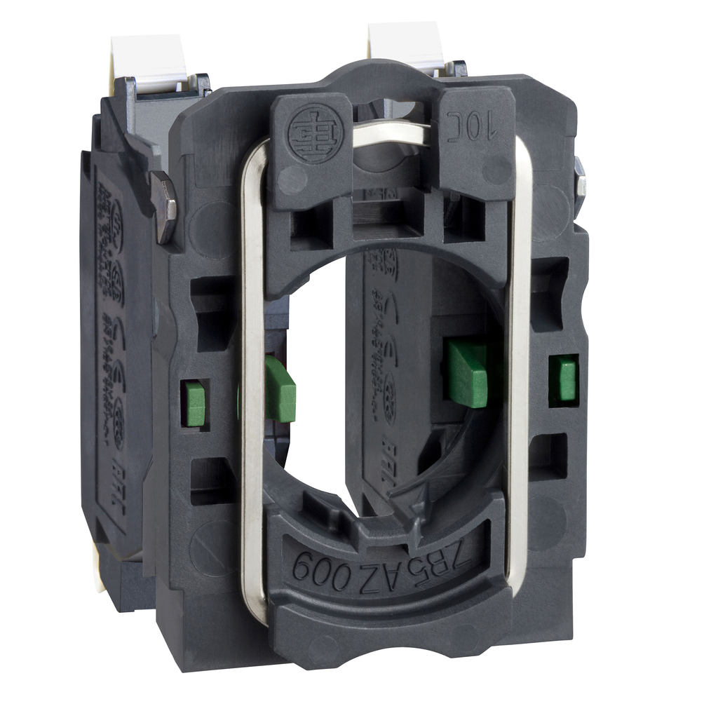 ZB5AZ1035 – Complete body/contact assembly, Harmony XB5, single contact, with fixing collar, plastic, 2NO, compact push-in terminals