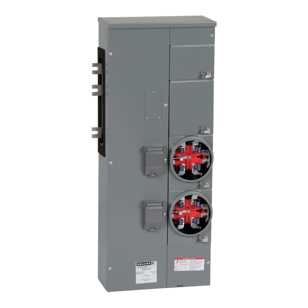 EZMH112225 – Branch unit, EZ Meter-Pak, 225A, 2 x 5 jaw sockets, 120/240VAC, horn bypass, ringless, 800A Al busbar
