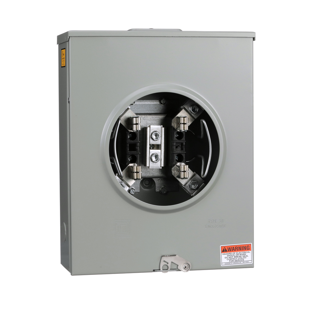 1004710E – Meter socket, ringless, 1 phase, 3 wire, 200A, 4 jaws, 600VAC max, Series A, no bypass, no jaw release