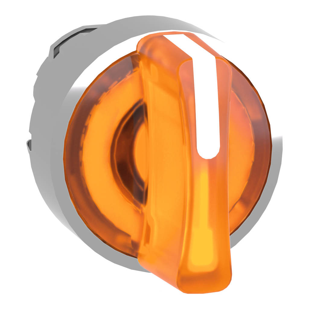 ZB4BK1353 – Head for illuminated selector switch, Harmony XB4, metal, orange handle, 22mm, universal LED, 3 positions, stay put