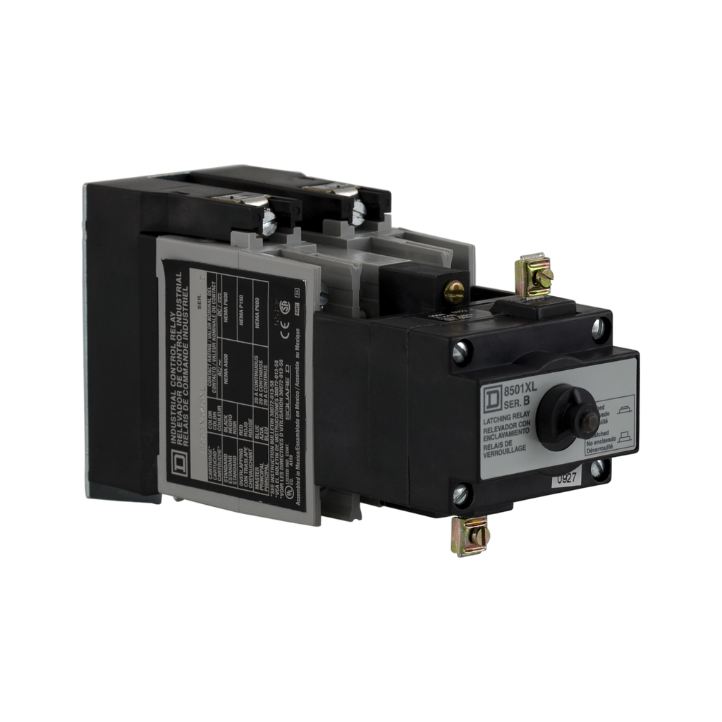 8501XO40XLV02 – NEMA Control Relay, Type X, latching, 10A resistive at 600 VAC, 4 normally open contacts, 110/120 VAC 50/60 Hz coil