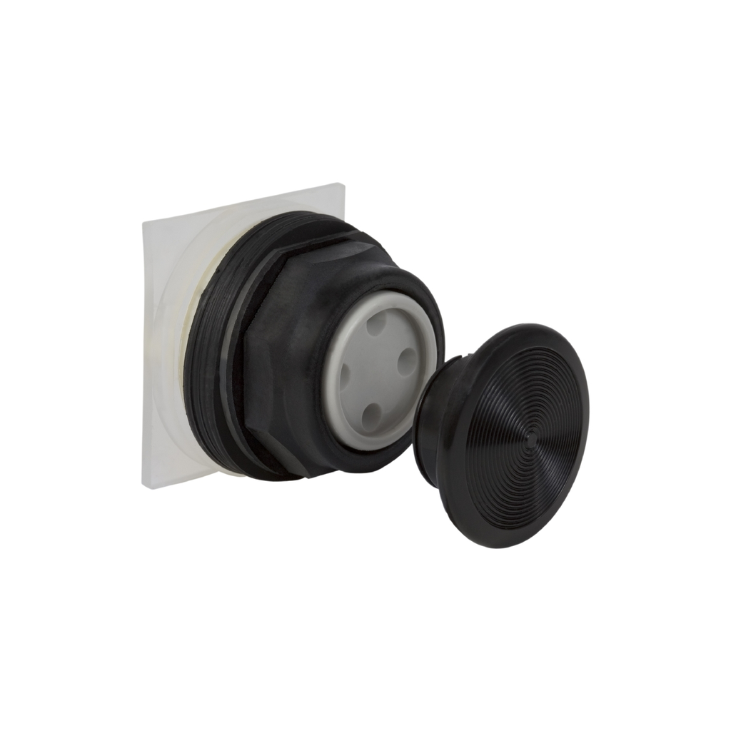 Mayer-DDS-Push-button head, Harmony 9001SK, plastic, snap-in plastic mushroom 35mm, black, 30mm, spring return-1