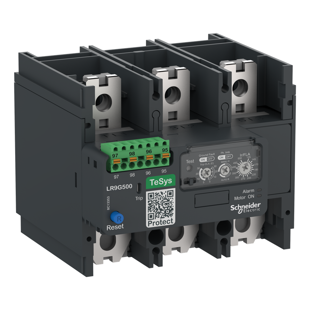 LR9G500 – Electronic thermal overload relay,TeSys Giga,125-500 A,class 5E-30E,push-in control connection