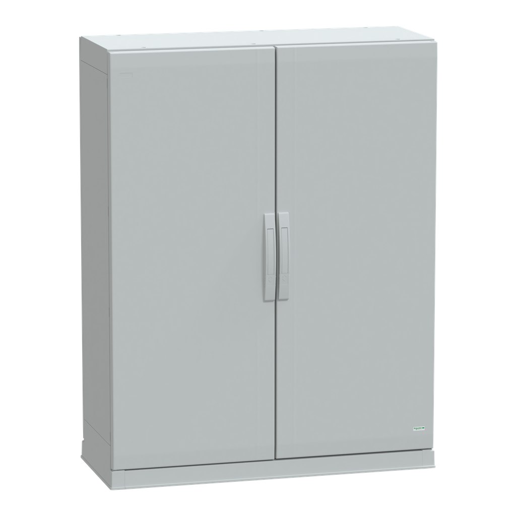 NSYPLAZ12104G – Floor standing polyester enclosure, Thalassa PLA, plain door, open bottom, 1250x1000x420mm, IP54, IK10