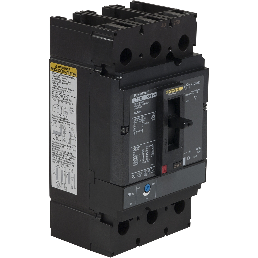 Product image for Square D JDL26250 600 Volt 250 Amp Molded Case Circuit Breaker