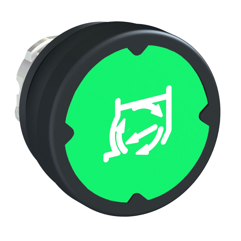 Mayer-DDS-Head for push button, Harmony XB4, pushbutton harsh environment, green, with marking legend rotated 90°-1