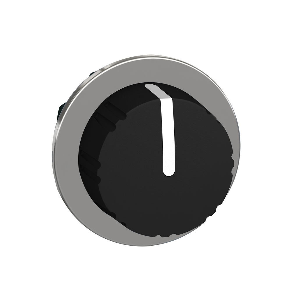ZB4FD59 – Head for selector switch, Harmony XB4, flush mounted black knurled knob 3 position return center