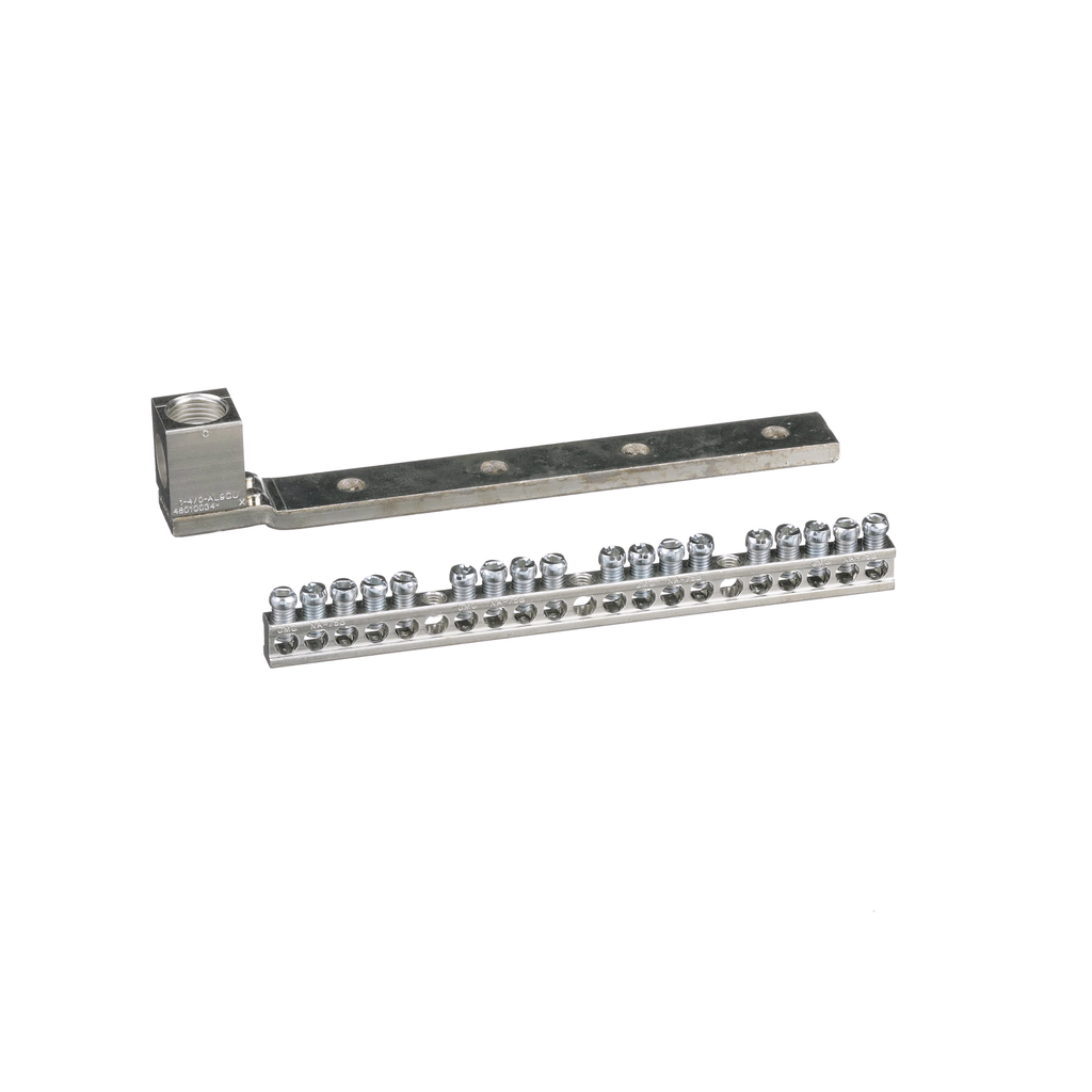 PK18GTAL – Load center accessory, QO/Homeline, ground bar kit, 18 terminals, with AWG 1-4/0 lug in aluminum or copper