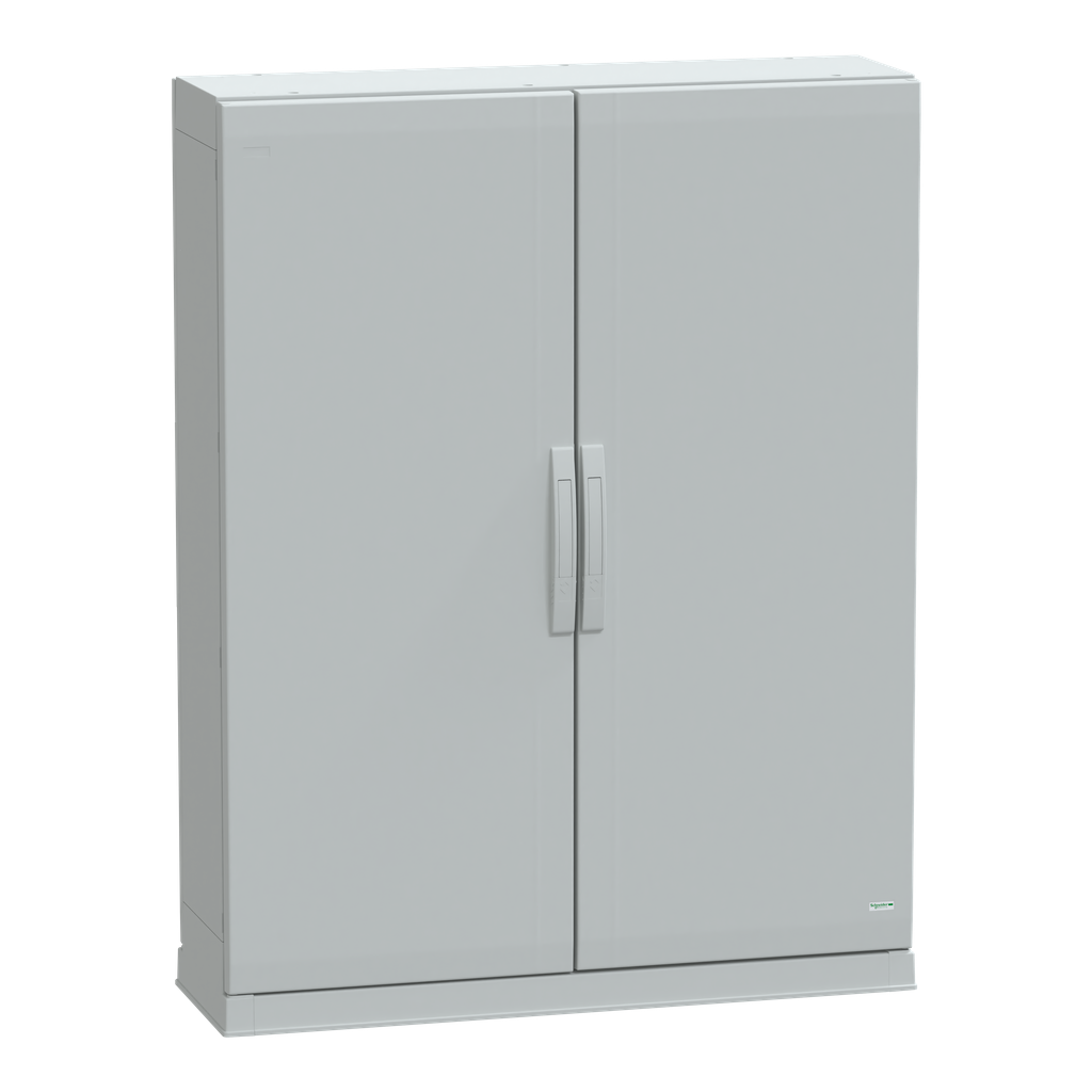 NSYPLAZ12103G – Floor standing polyester enclosure, Thalassa PLA, plain door, open bottom, 1250x1000x320mm, IP54, IK10