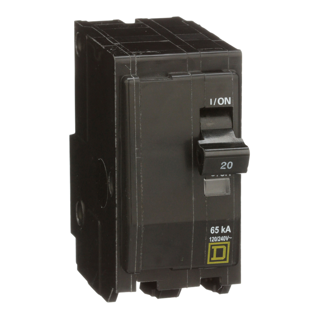 QH220 – Mini circuit breaker, QO, 20A, 2 pole, 120/240VAC, 65kA, plug in