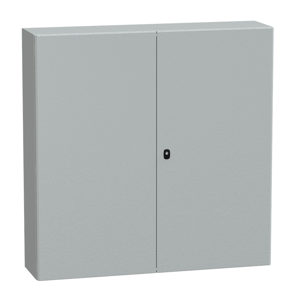 NSYS3D121230DP – Wall mounted steel enclosure, PanelSeT S3D, double plain door, with mounting plate, 1200x1200x300mm, IP55, IK10