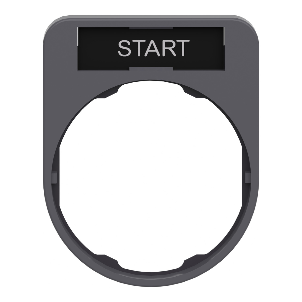Mayer-DDS-Legend holder, Harmony XB5, 40 x 50mm, for flush mounted heads, plastic, dark grey, white marked START-2
