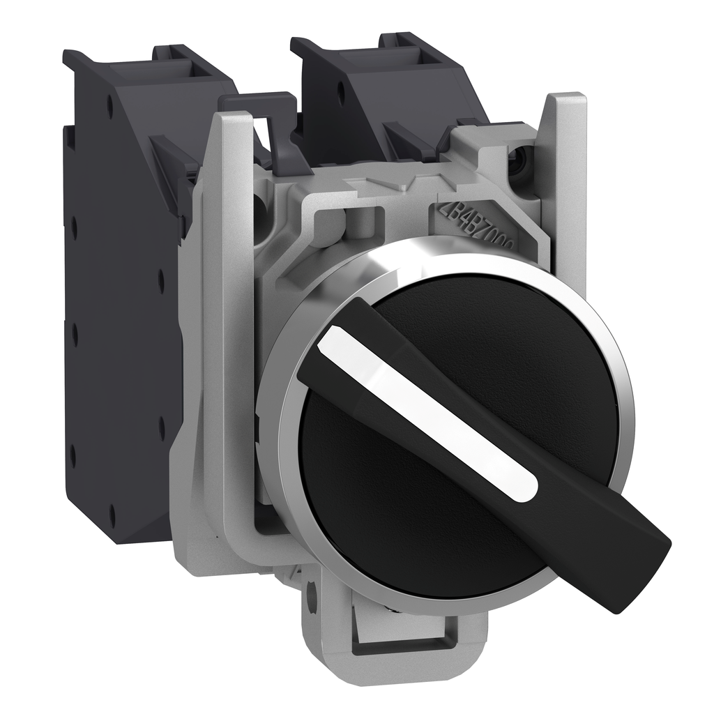 XB4BD33GEX – Selector switch, Harmony XB4 – ATEX D, metal, 22mm, 3 positions, black standard handle, stay put, screw clamp terminals, 2NO