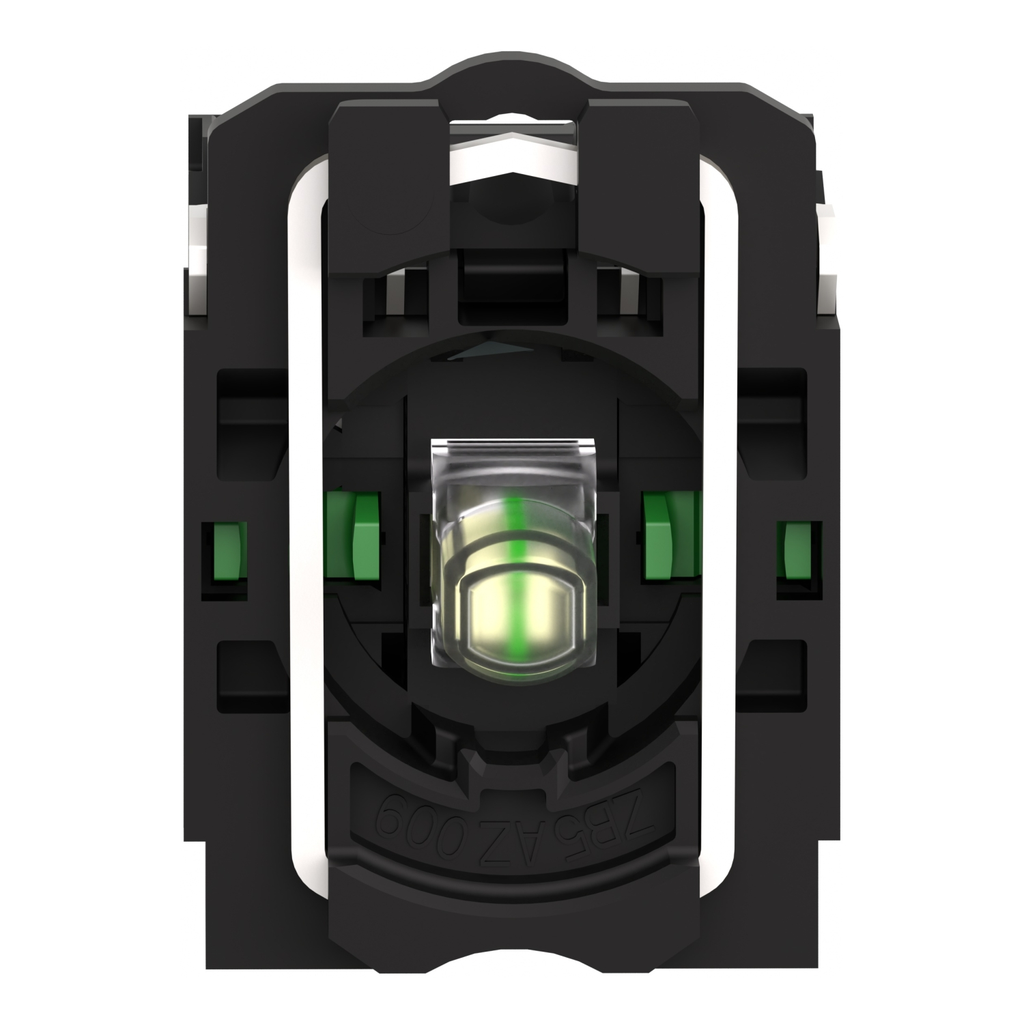 Mayer-DDS-Complete body contact assembly and light block, Harmony XB5, plastic, universal LED, body fixing collar, 2NO, 24V AC DC-2