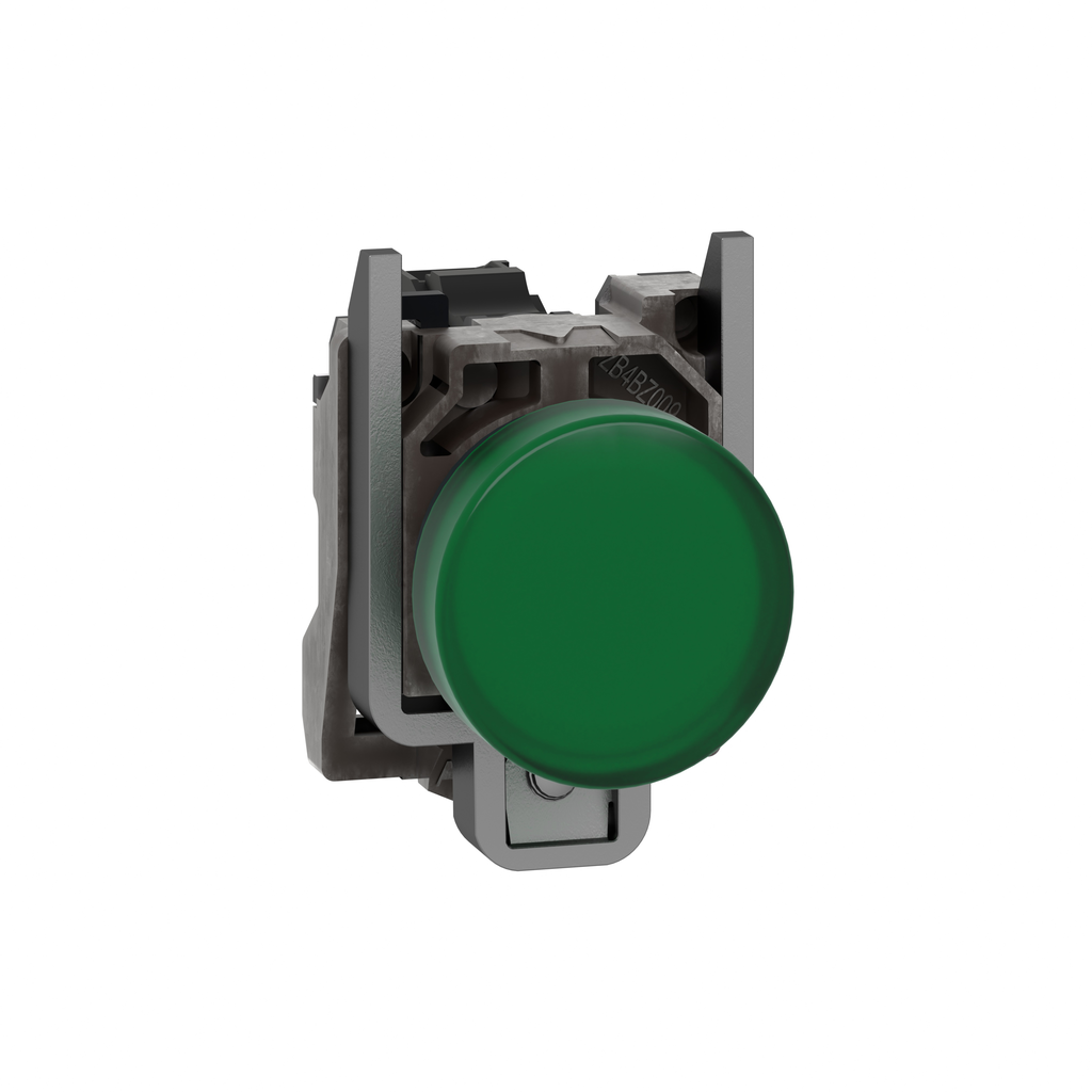 XB4BVG3 – Pilot light, Harmony XB4,metal, green, 22mm, universal LED, plain lens, 110…120V AC