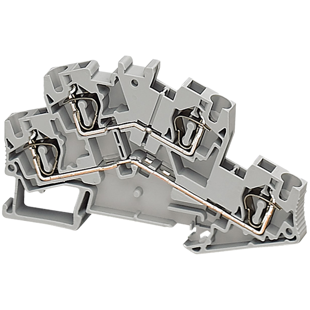 NSYTRR44D – Terminal block, Linergy TR, spring type, double level, 4 points, 4mm², grey, set of 50