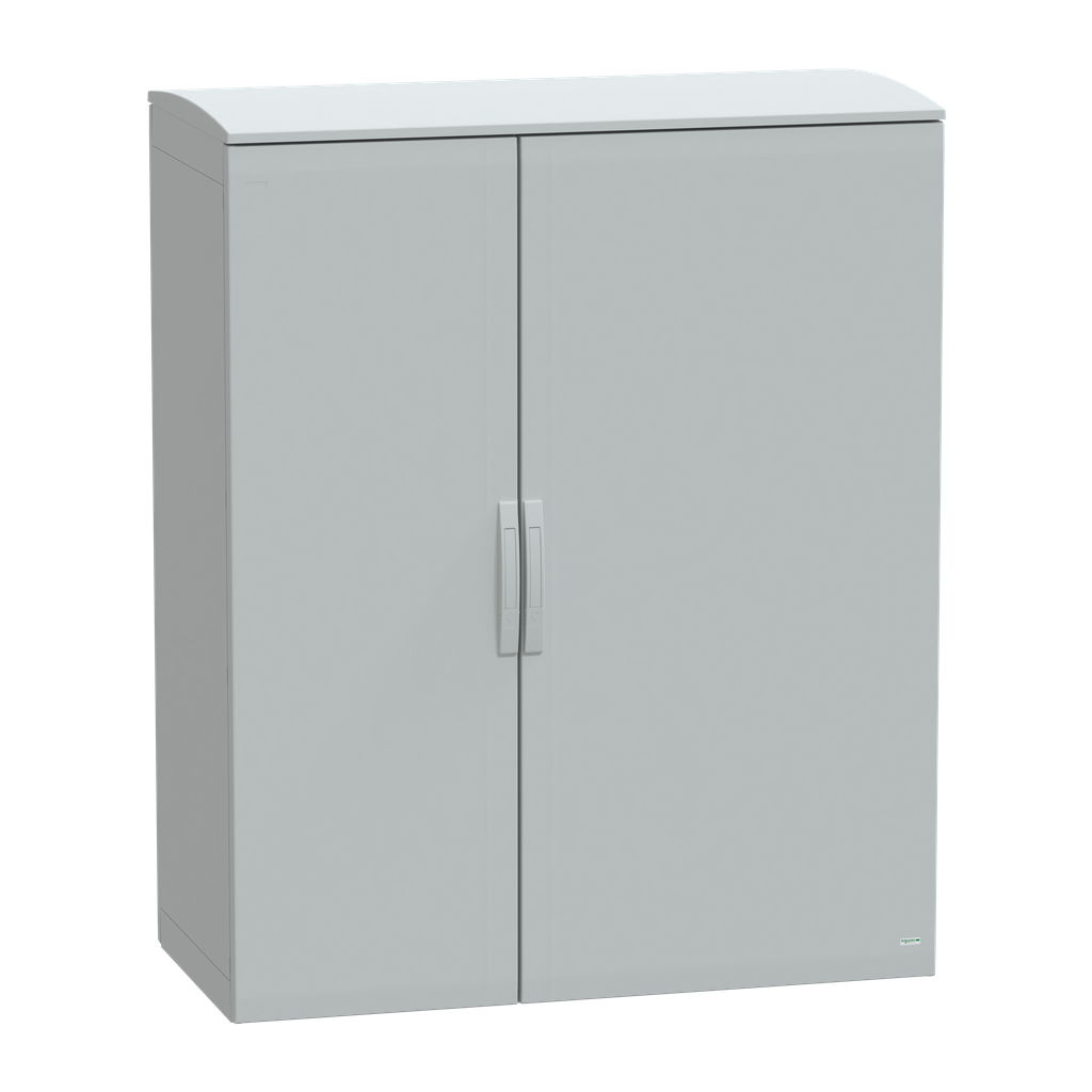 NSYPLAT15126G – Floor standing polyester enclosure, Thalassa PLA, plain door, ventilated canopy, 1500x1250x620mm, IP44, IK10