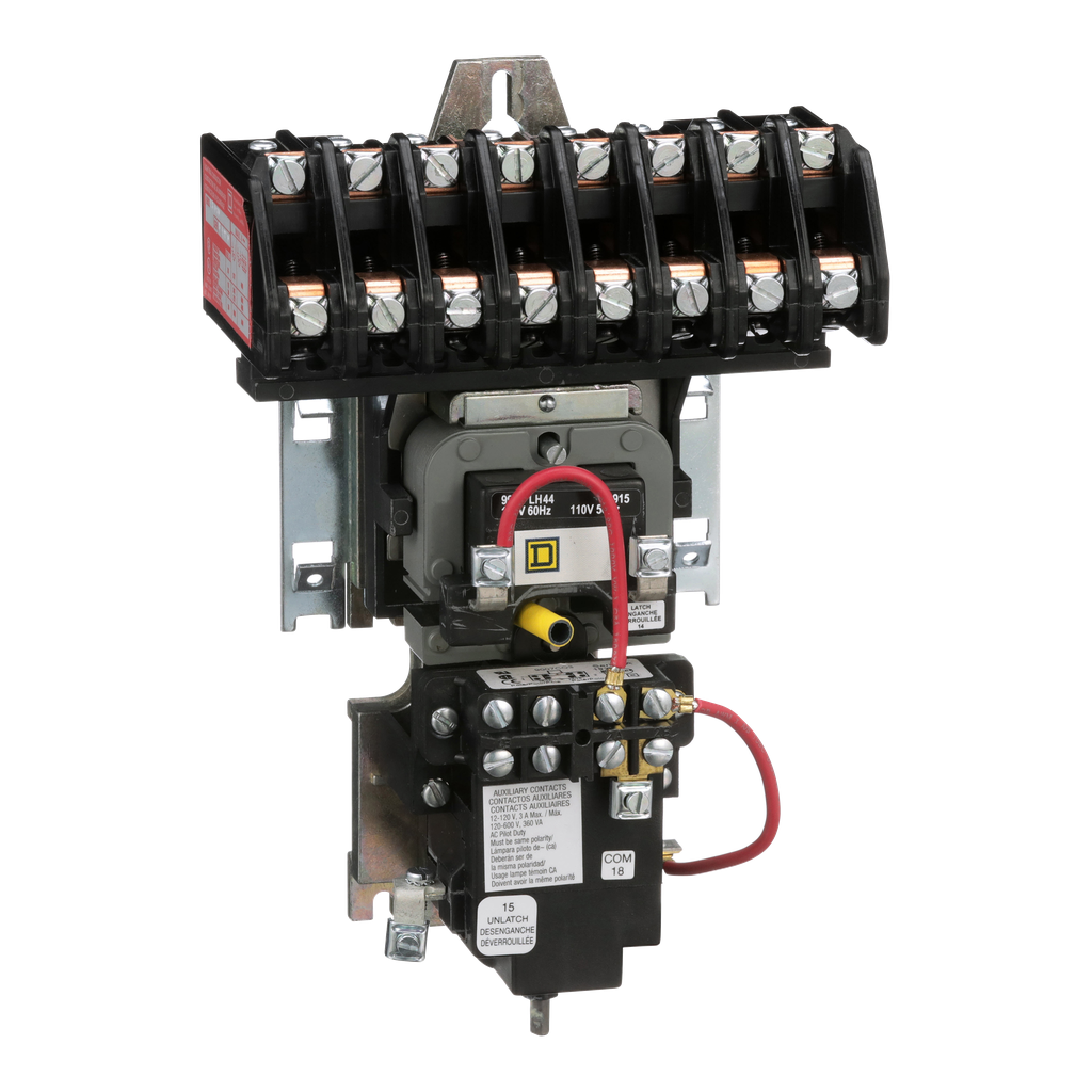 8903LXO80V02 – Contactor, Type L, multipole lighting, mechanically held, 30A, 8 pole, 600V, 110/120VAC 50/60Hz coil, open style