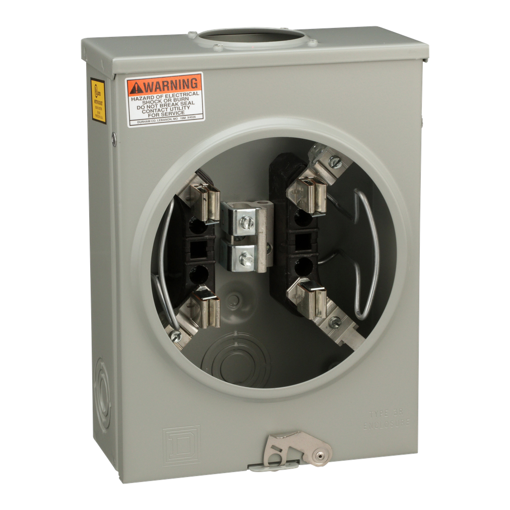UHTRS101B – Individual meter socket, ringless socket, horn bypass, 4 jaws no release, OH, UG, 125 A, up to 600 VAC single phase 3W