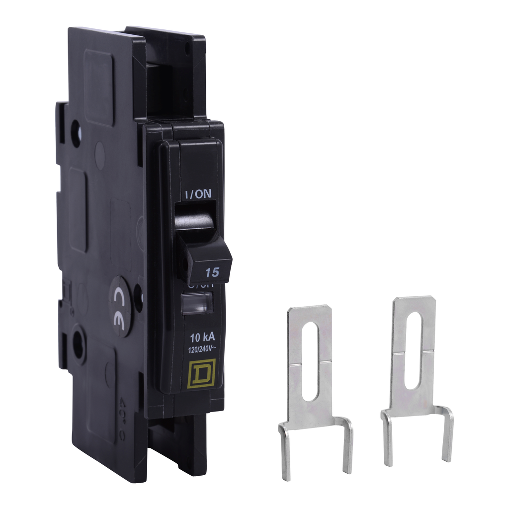 QOUR115 – Mini circuit breaker, QOU, 15A, 1 pole, 120/240 VAC, 10kA, field reversible lugs