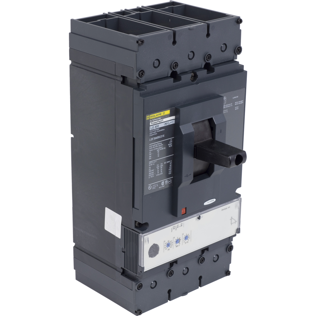 LJF36600U31X – Circuit breaker, PowerPacT L, 600A, 3 pole, 600VAC, 25kA, busbar, MicroLogic 3.3, 80%