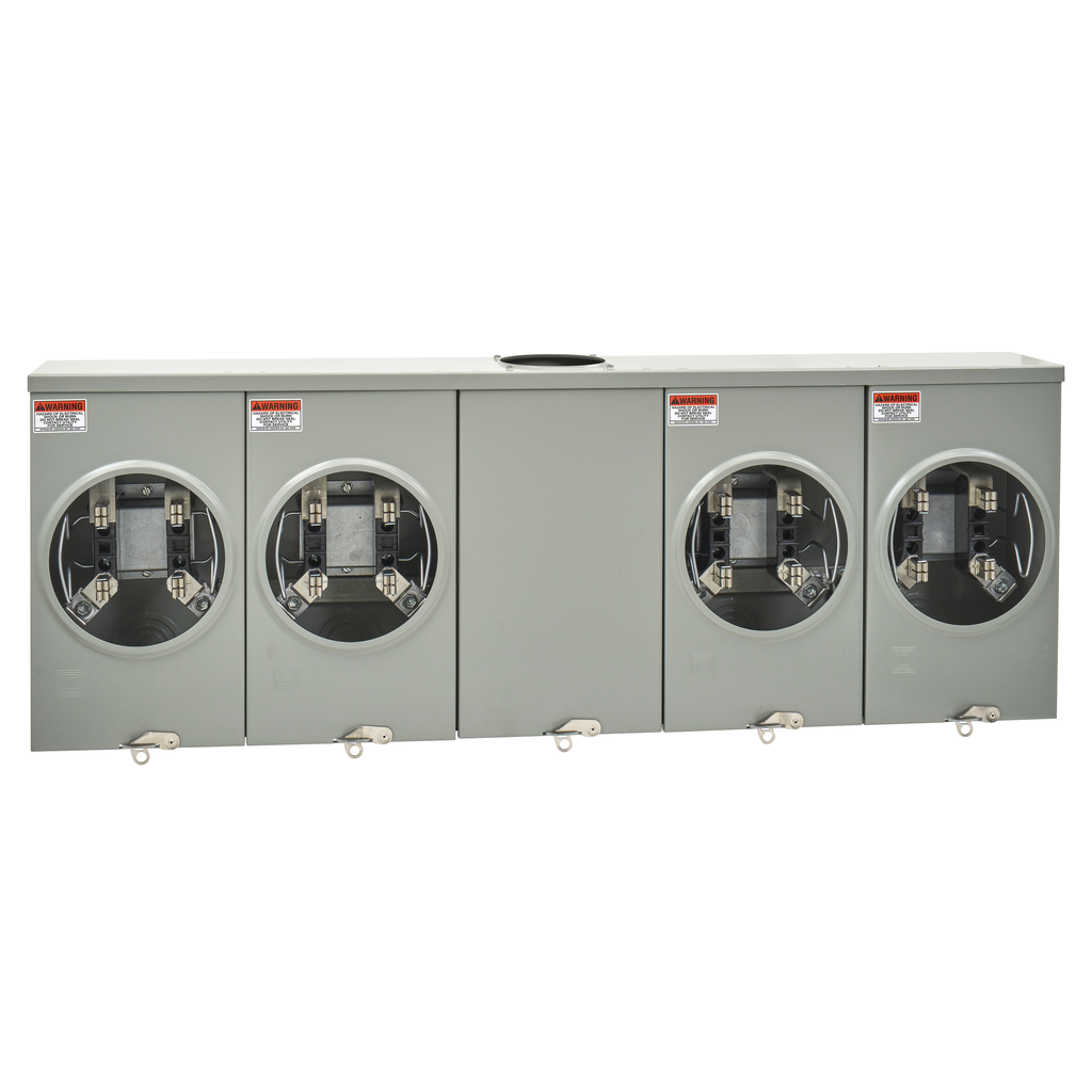 UT4R2352T – Meter socket, horizontal ganged, ringless socket, 360A, 4 position, 4 jaws, 600 VAC max, overhead/underground, no bypass