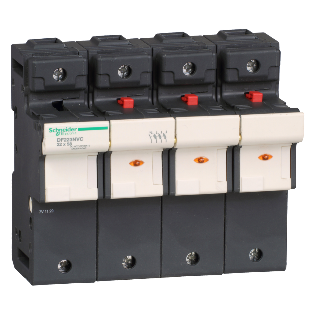 DF223NVC – Fuse carrier, TeSys DF, 3P N, 125A, 690VAC, fuse size 22x58mm, blown fuse indicator