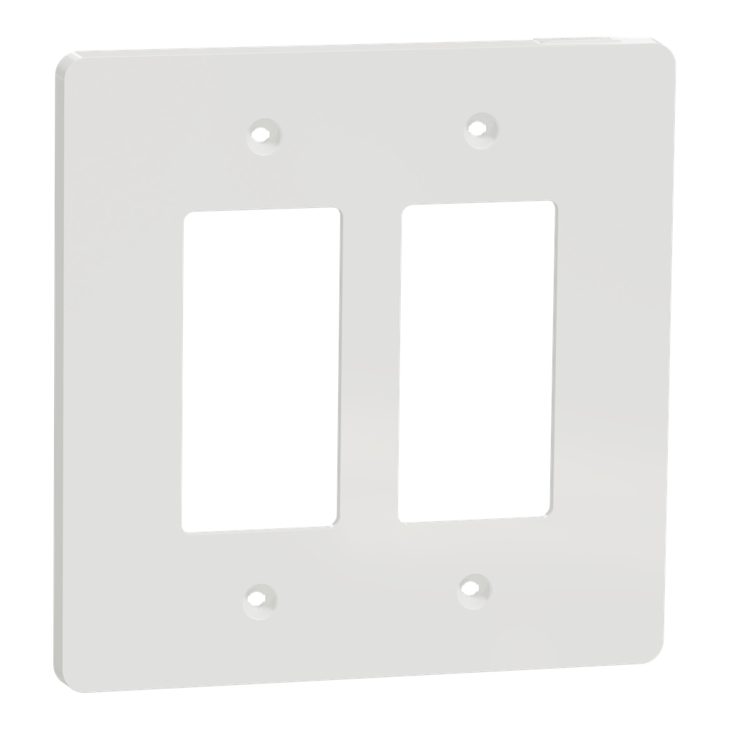 SQWS141002WH – Cover frame, X Series, 2 gangs, screw fixed, mid sized plus, white, matte finish