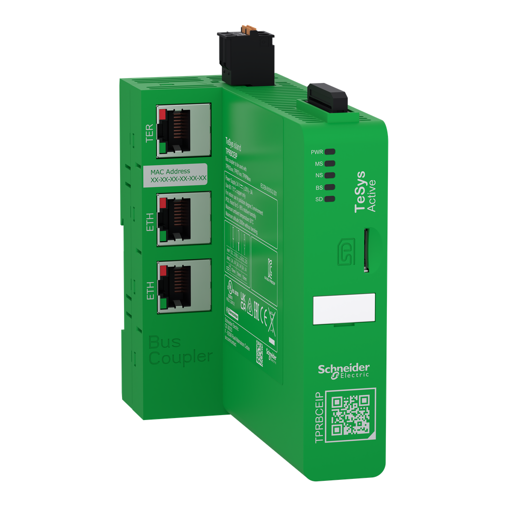 TPRBCEIP – Bus coupler, TeSys island, 24VDC, Ethernet switch (EtherNet IP / Modbus TCP)